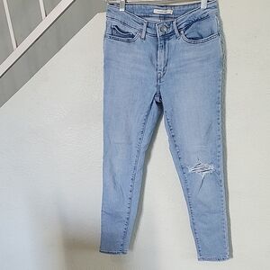 Levi's Sky Blue Distressed Skinny Jeans